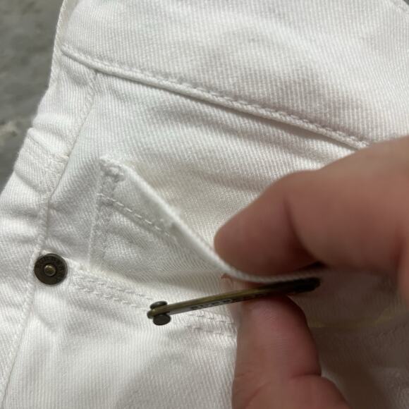 BURBERRY COTTON BLEND WHITE Wide LEG Flare JEANS SIZE 29 Embroidered READ - Picture 6 of 13